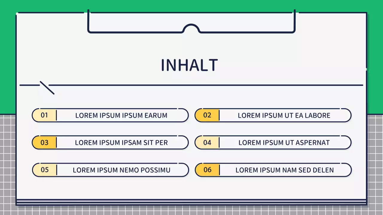 Präsentation zur Gestaltung von niedlichen, einfachen Symbolen in Grün und Gelb