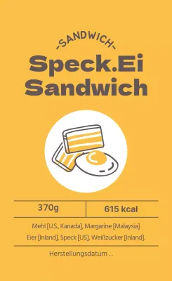 Gelbes illustriertes Sandwich-Etikett