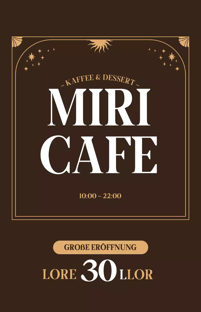 Werben Sie für einen Café-Eröffnungsrabatt mit einer beigen Stimmung auf braunem Hintergrund