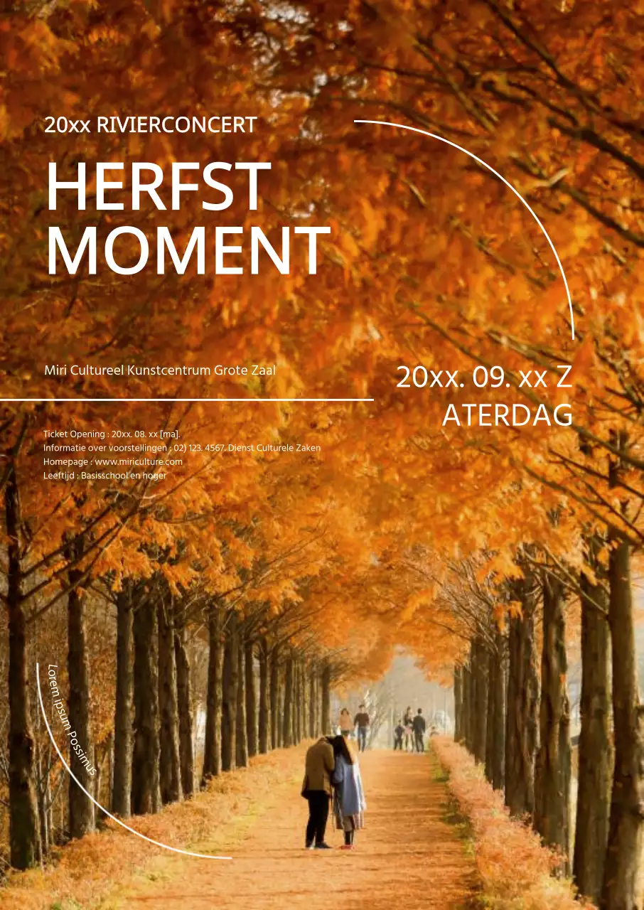 Promoot een concertevenement met een foto van een herfstlandschap
