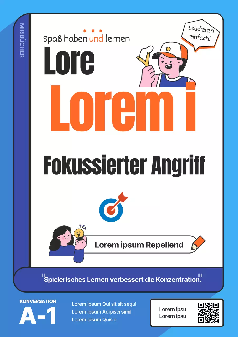 Blauer und orangefarbener Einband eines Konversationsbuchs für Englisch in der Mittelstufe.