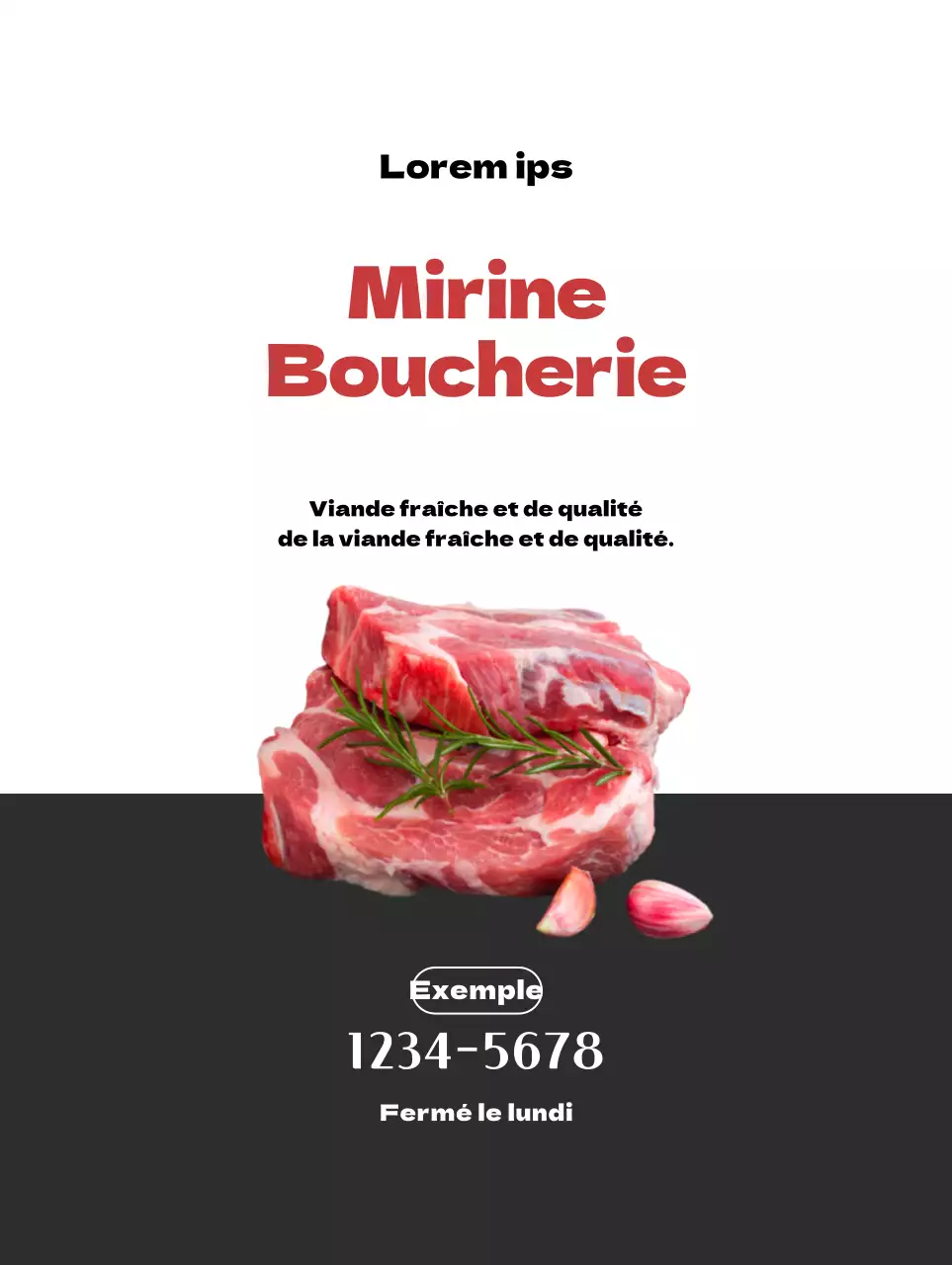 Faites la promotion de votre boucherie avec un look blanc et gris épuré