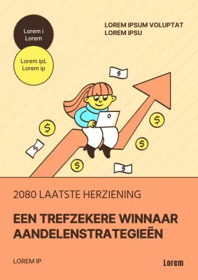 Voorraad die dekking met pijlen en mensenillustratie in oranje en gele tonen plukken