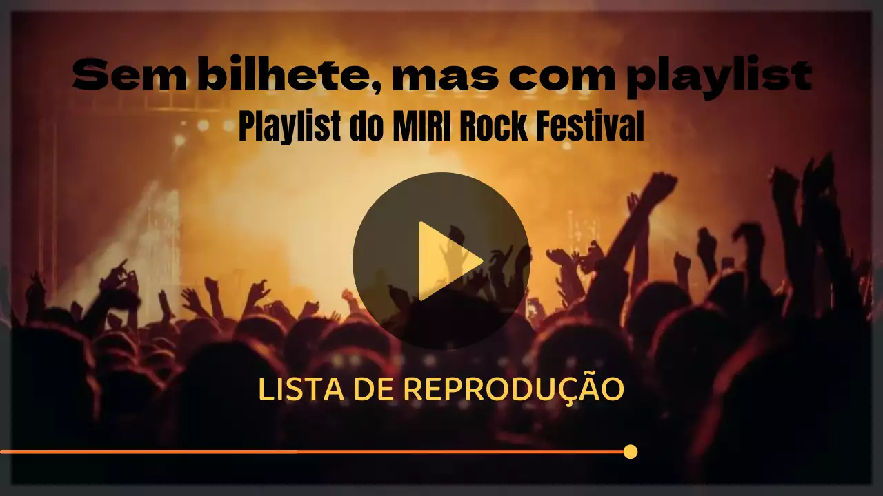 Uma lista de reprodução para um festival de rock com toques de amarelo e castanho