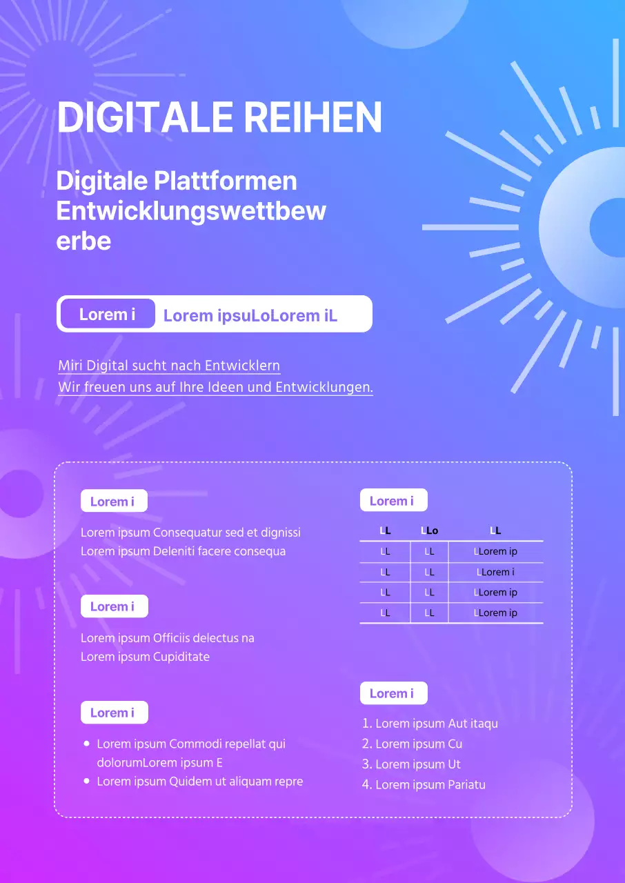 Wettbewerbsausschreibung für einen sauberen Stil mit einem blauen und violetten Farbverlauf