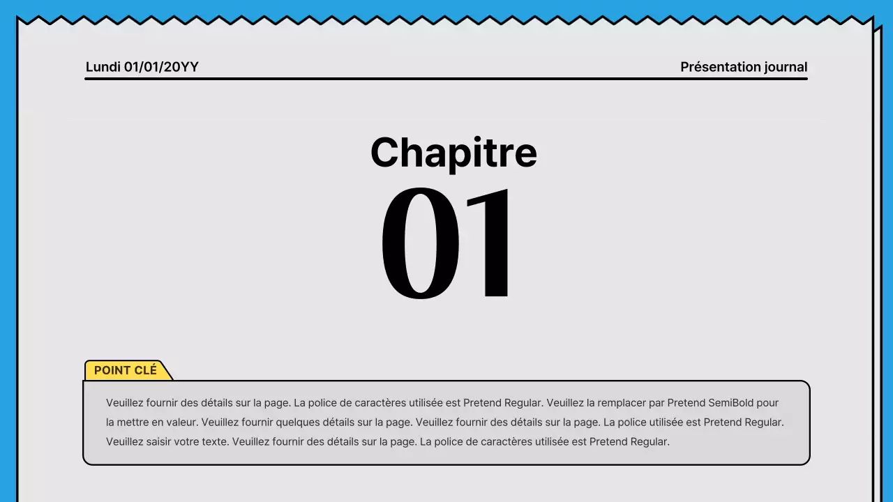Lignes audacieuses et présentation attirant l'attention dans un concept de journal avec des couleurs d'accent jaune et bleu clair