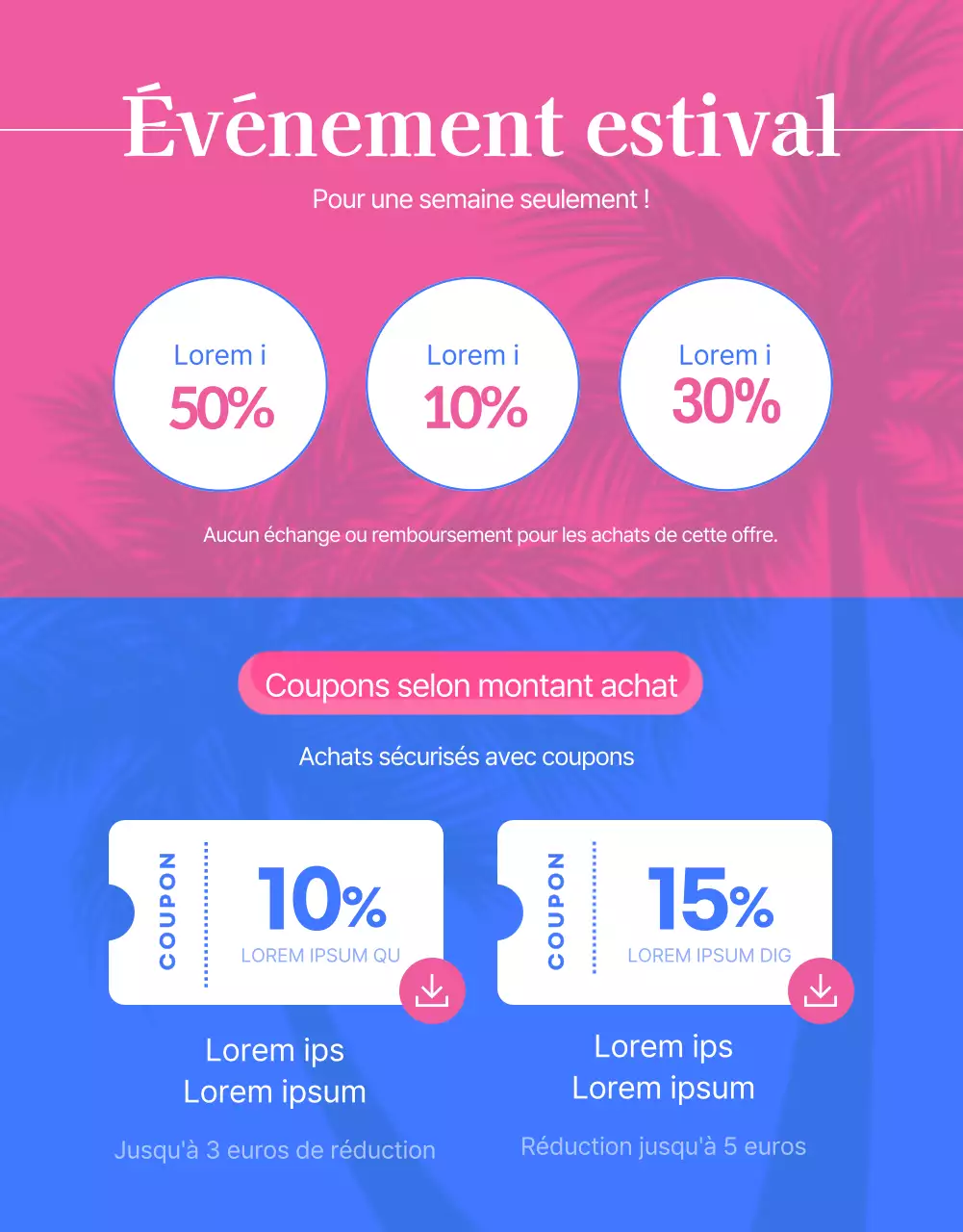 Faites la promotion de vos soldes d'été avec des touches de bleu et de rose