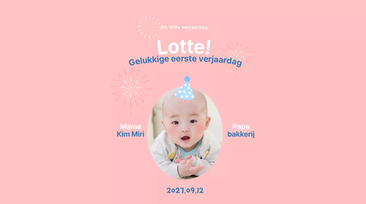 Pastelkleurig fotolijstje voor de honderdste verjaardag