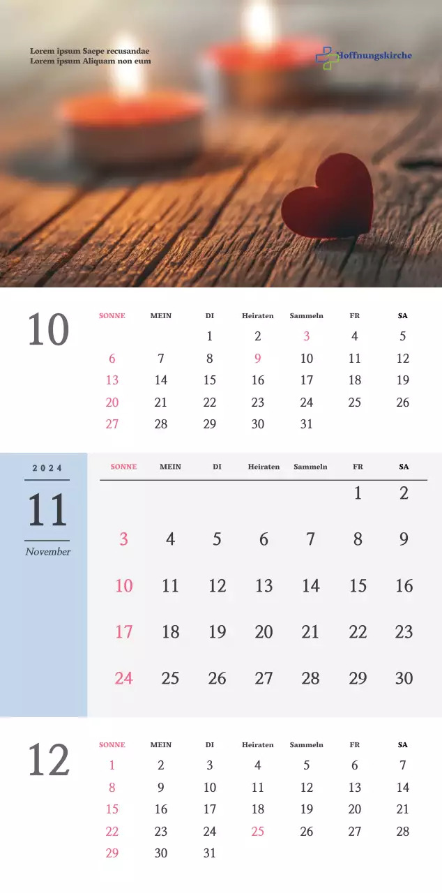 Einfaches Konzept Kirche Wandkalender in schwarz und weiß mit emotionalen religiösen Fotos