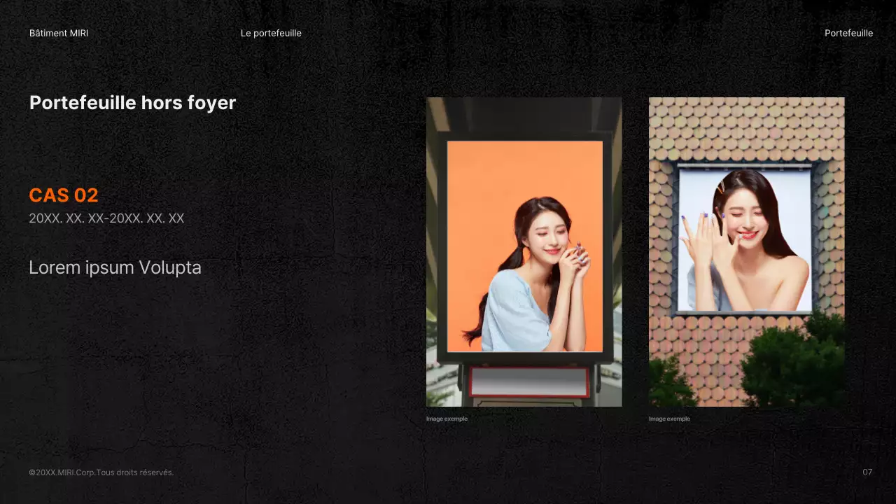 Un bâtiment noir et orange épuré, une publicité pour un produit en bref