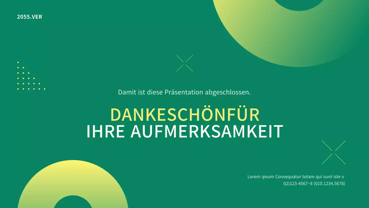 Einfache Geschäftsprojektpräsentation mit grünen Kreispunkten