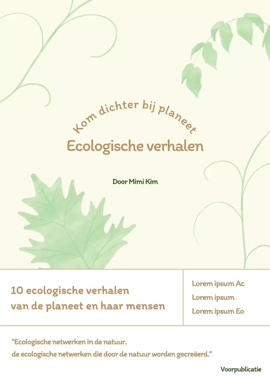 Een eenvoudige bladillustratie ecologiegids met een ultramarijn ivoorkleurig thema