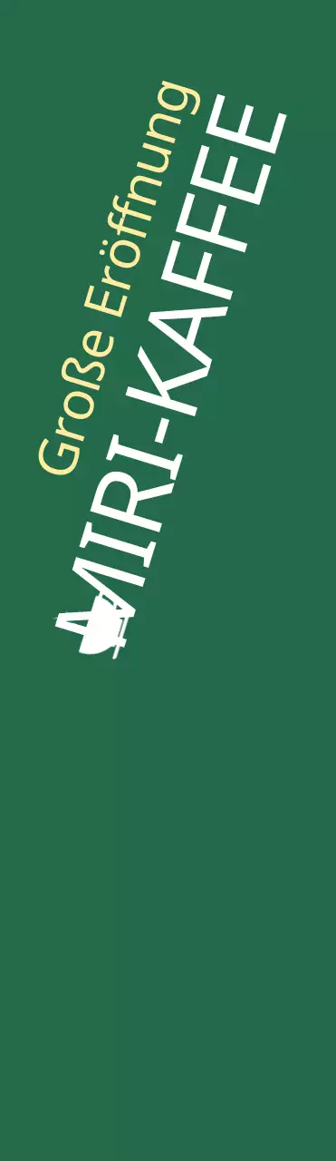 Eröffnung eines großen Cafés auf grünem Hintergrund