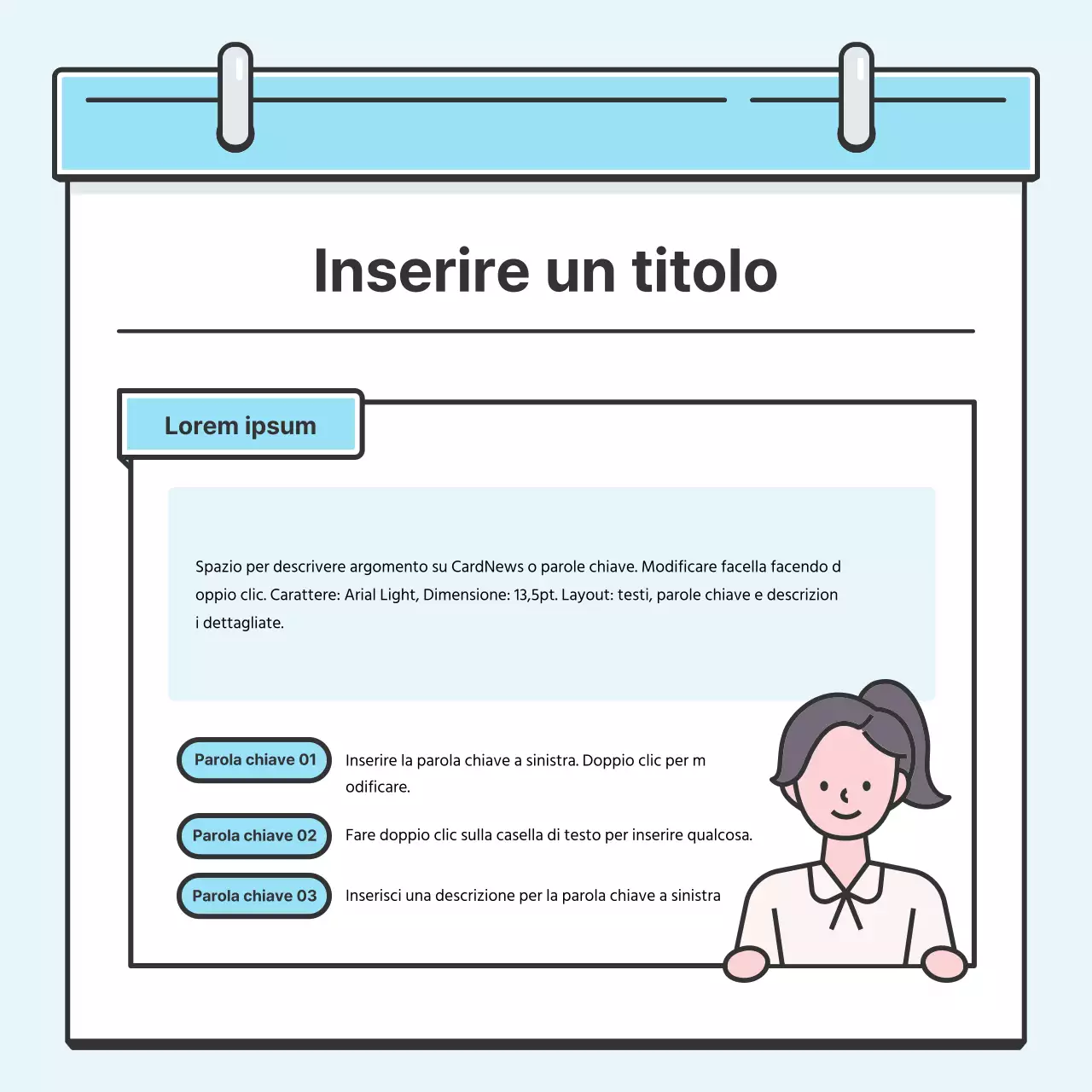 Nota azzurra Concept Biglietto ordinato con simpatiche illustrazioniNews