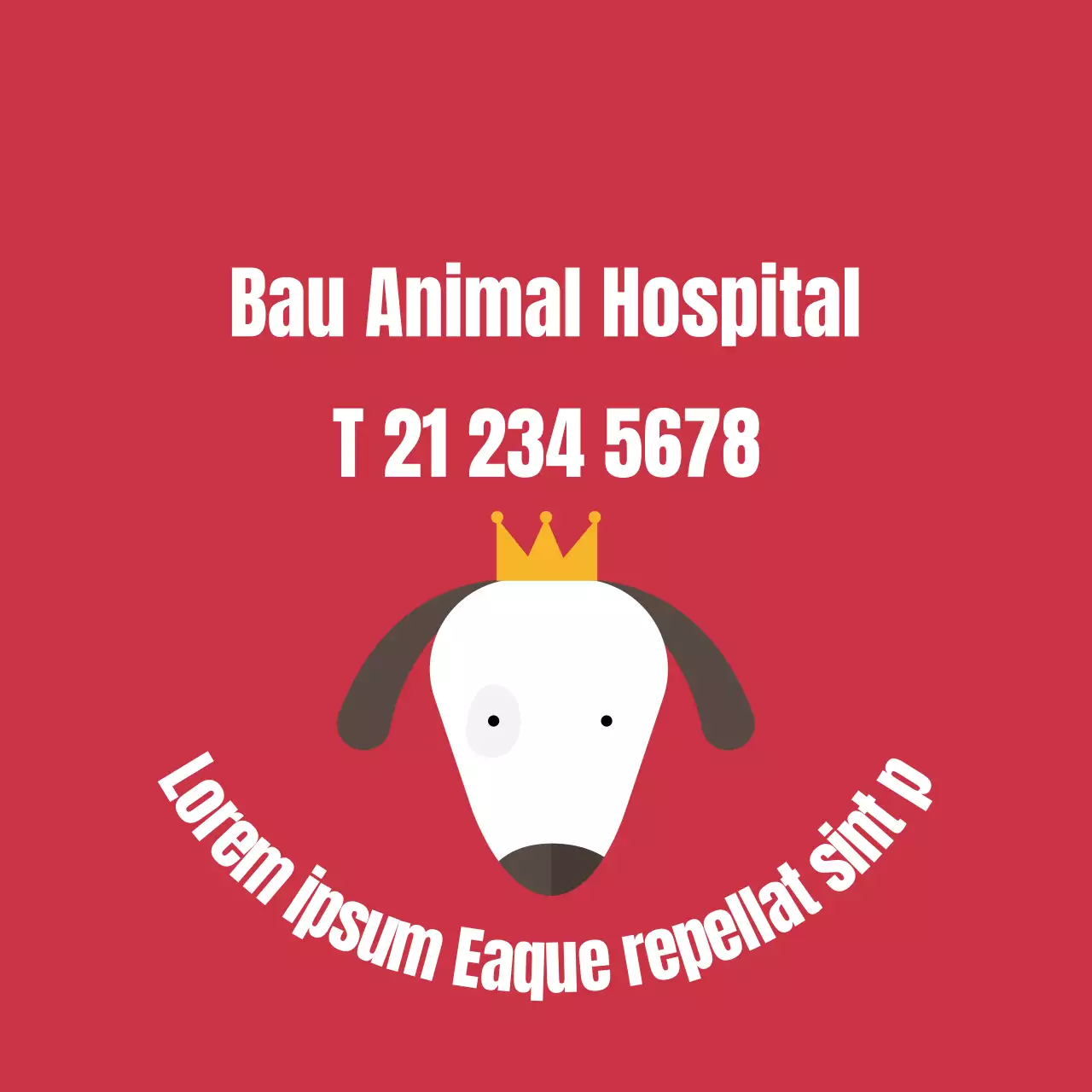 Rótulo veterinário com ilustração simples a vermelho