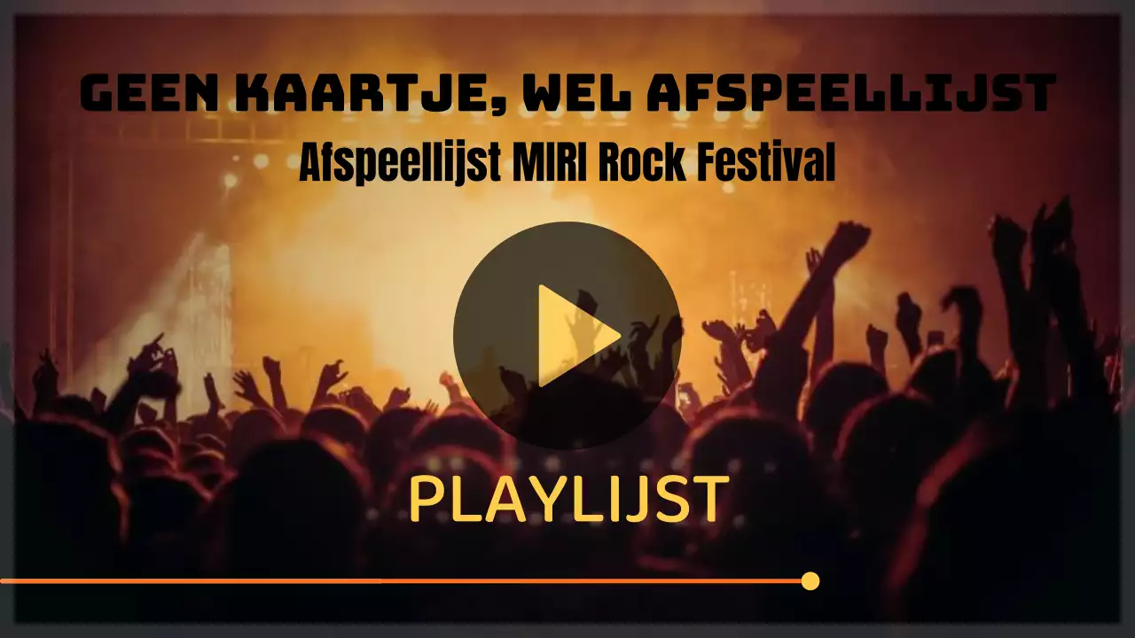 Een afspeellijst voor rockfestivals met gele en bruine accenten