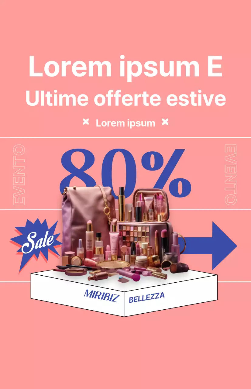 Bandiera per promozione sconto cosmetici con sfondo rosa