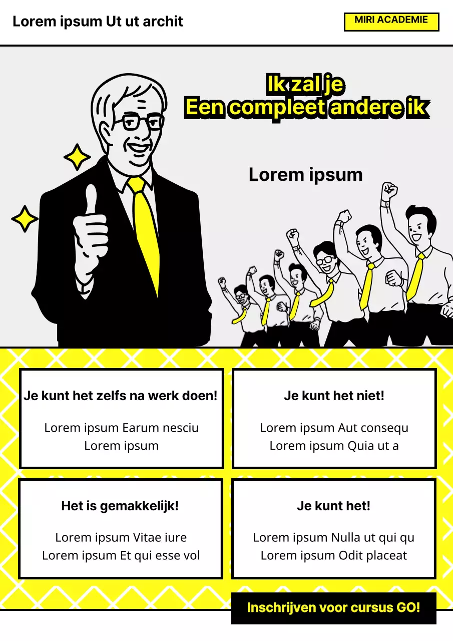 Leuke en eenvoudige Engelstalige school flyer in geel en grijs