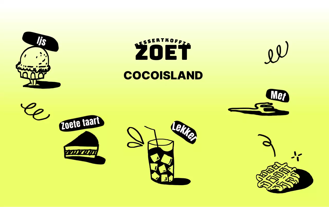 Een schattig snoepcafé met chartreuse en handgeschilderde ontwerpen