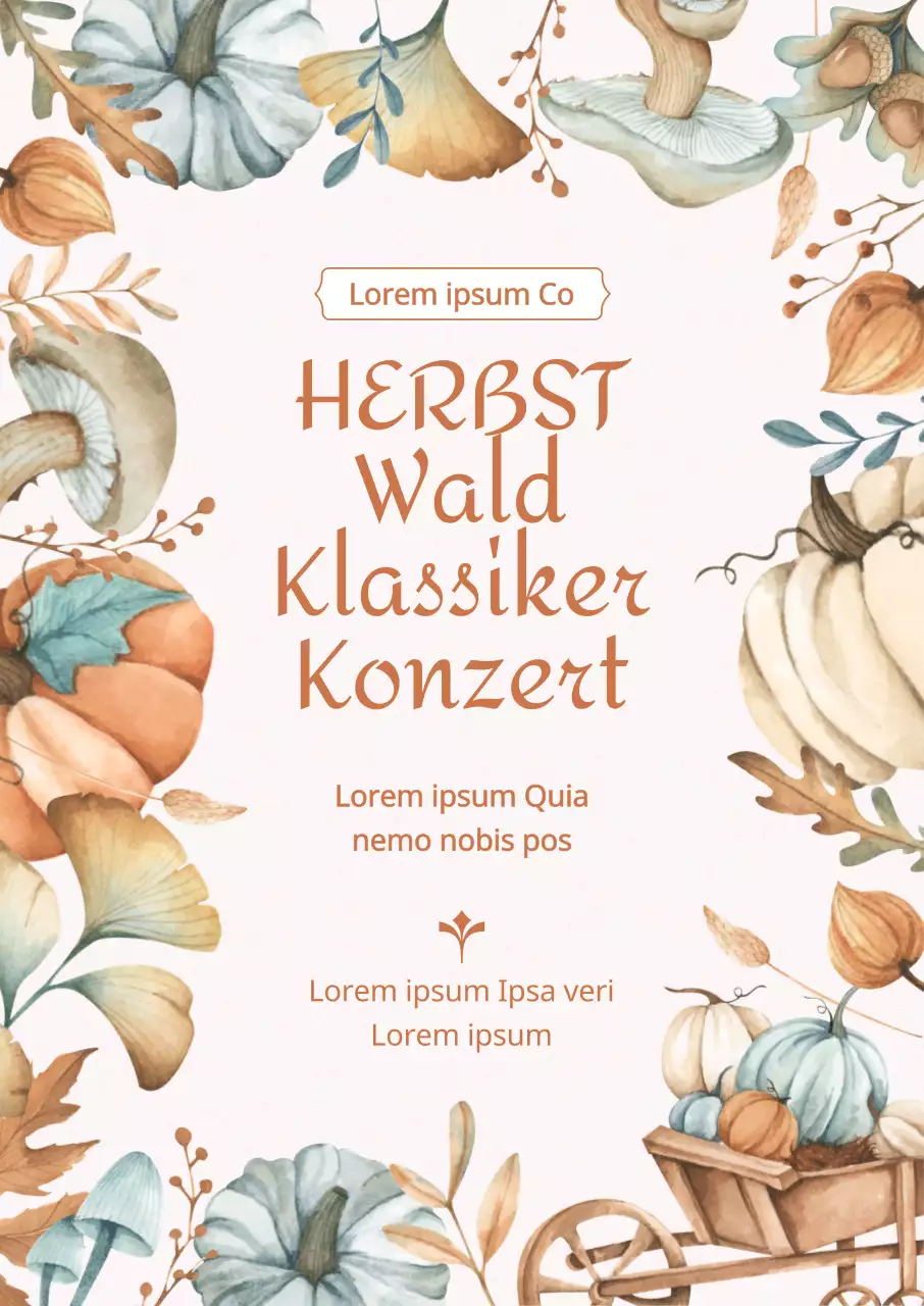 Bewerben Sie eine Konzertveranstaltung mit einer herbstlichen Illustration im Vintage-Stil