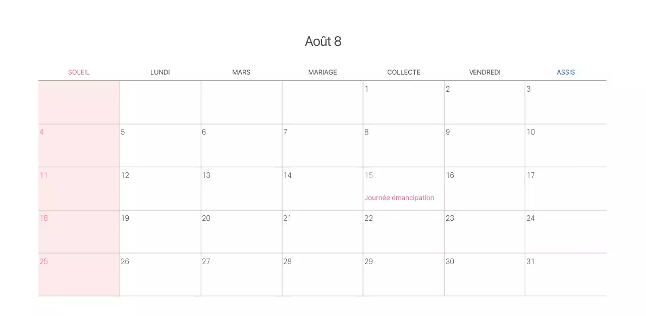 Calendrier ecclésiastique avec des illustrations chaleureuses
