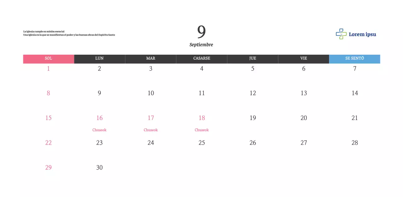 Calendario con imágenes eclesiásticas edificantes