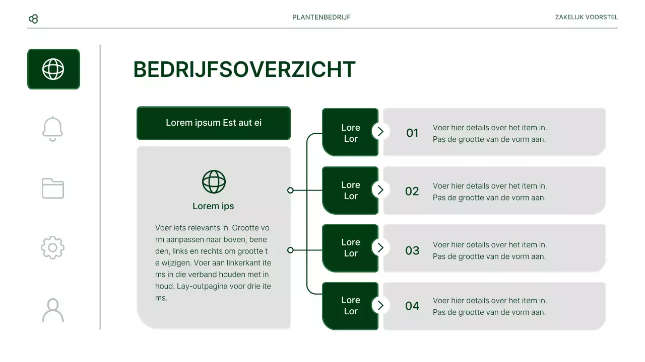Zakelijk zakelijk voorstel in wit en groen natuurlijk bladconcept
