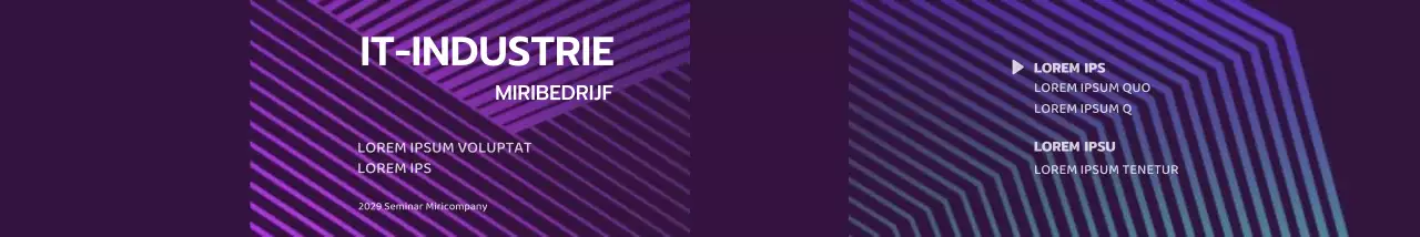 Zakelijk seminar met paars en zwart grafisch verloop