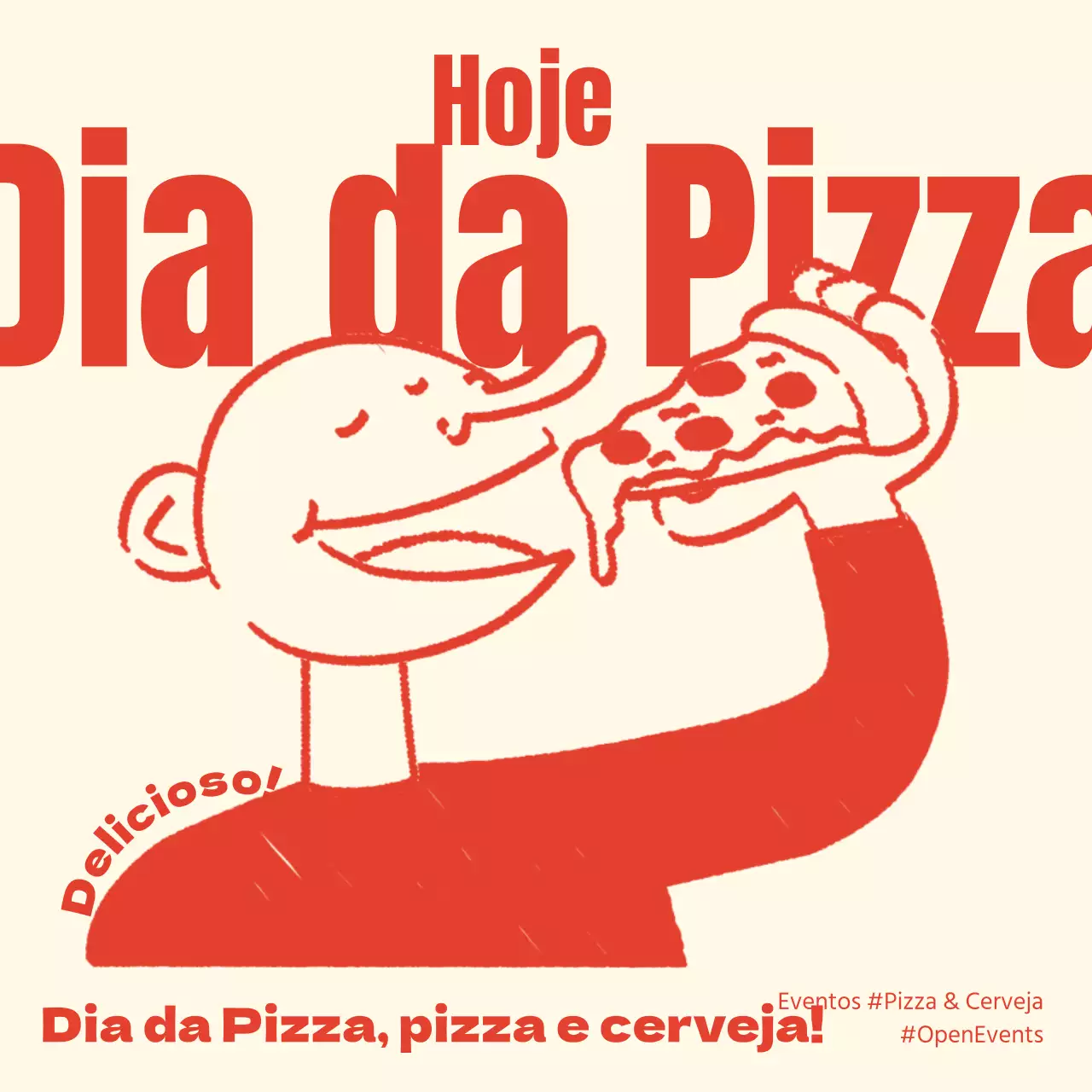 Promover um evento minimalista do Dia da Pizza vermelho e amarelo