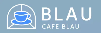 Cafe gestreifte Schürze Design mit blauen Kaffeetasse Illustration