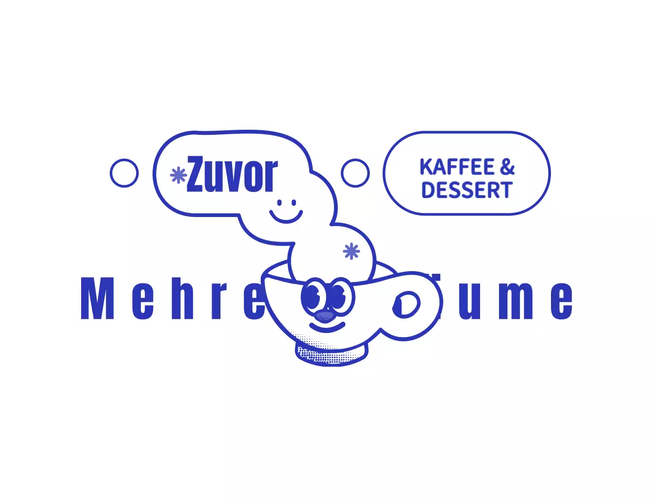 Marineblau und weiß niedlichen Tasse Charakter Coffee-Shop-Logo-Stil