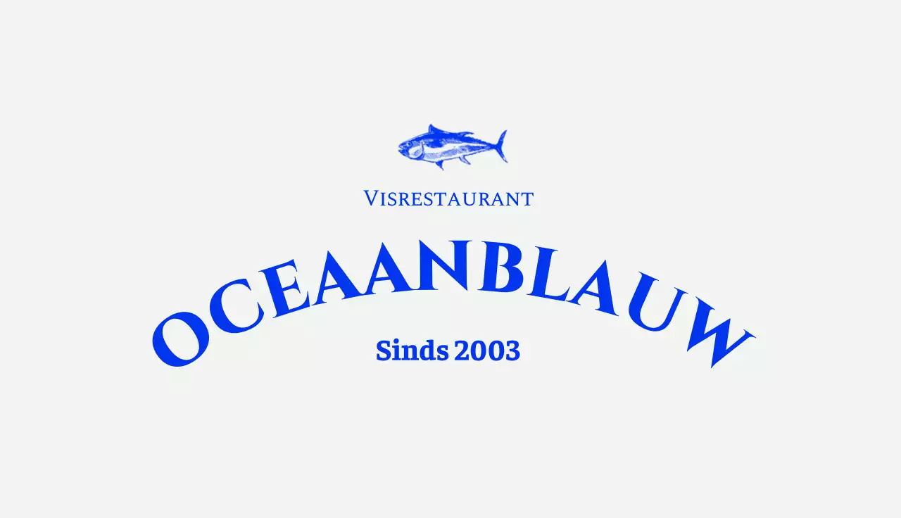 Visrestaurant coupon visitekaartje met blauwe accenten