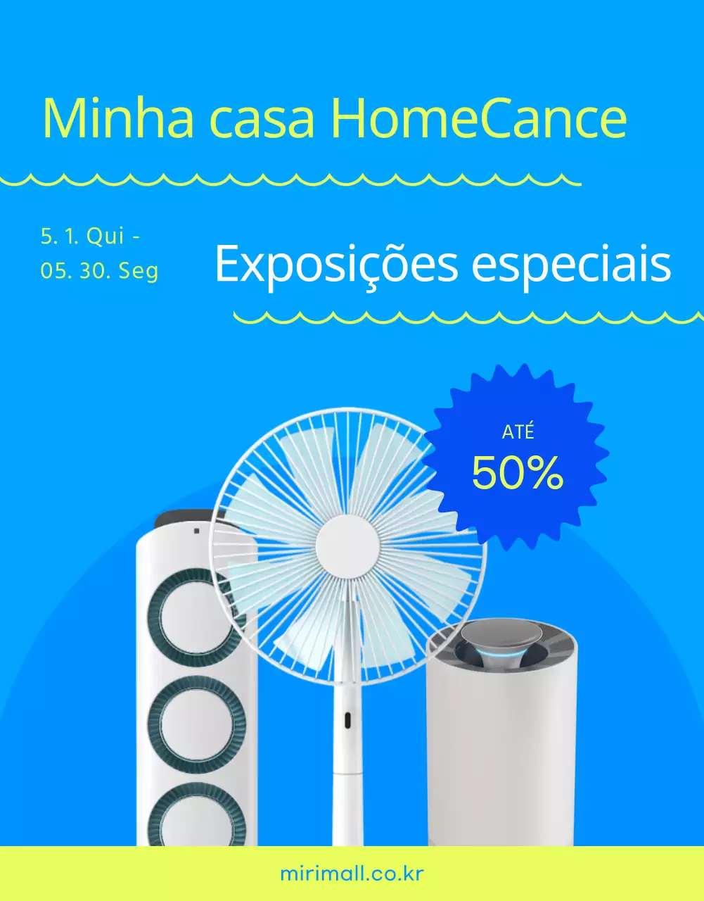 Electrodomésticos de verão à venda em azul claro e chartreuse