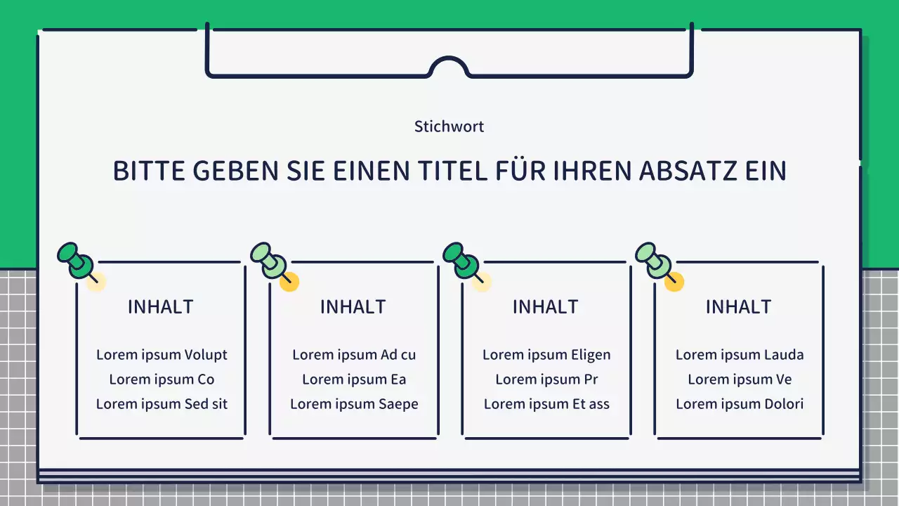 Präsentation zur Gestaltung von niedlichen, einfachen Symbolen in Grün und Gelb
