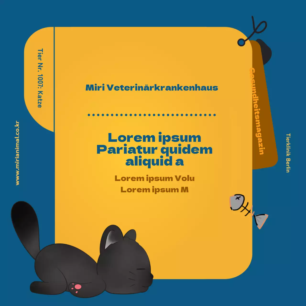 Die Gesundheitsinformationen Ihrer Katze, hervorgehoben durch den gelben Gesundheitsfragebogen.