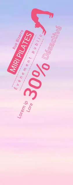 Bannière Pilates discount avec la silhouette d'une femme faisant de l'exercice sur un fond pastel