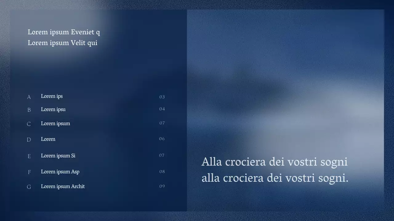 Un prodotto da crociera semplice e pulito, con colori marini intensi e bianchi nitidi per una facile leggibilità.