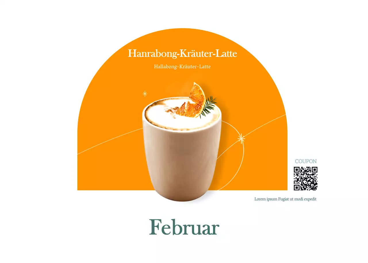 Cafe-Kalender mit Empfehlungen für das Getränk des Monats