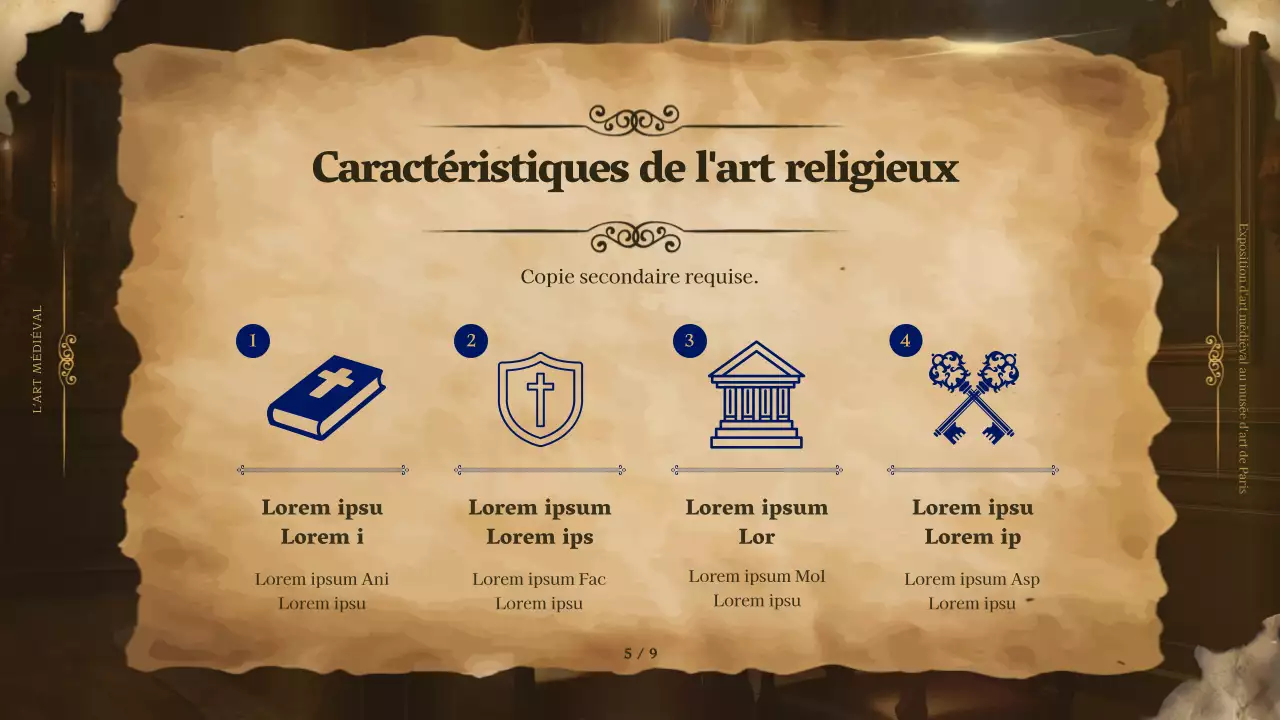 Art médiéval encadré en marron pour un aspect élégant dans le matériel promotionnel