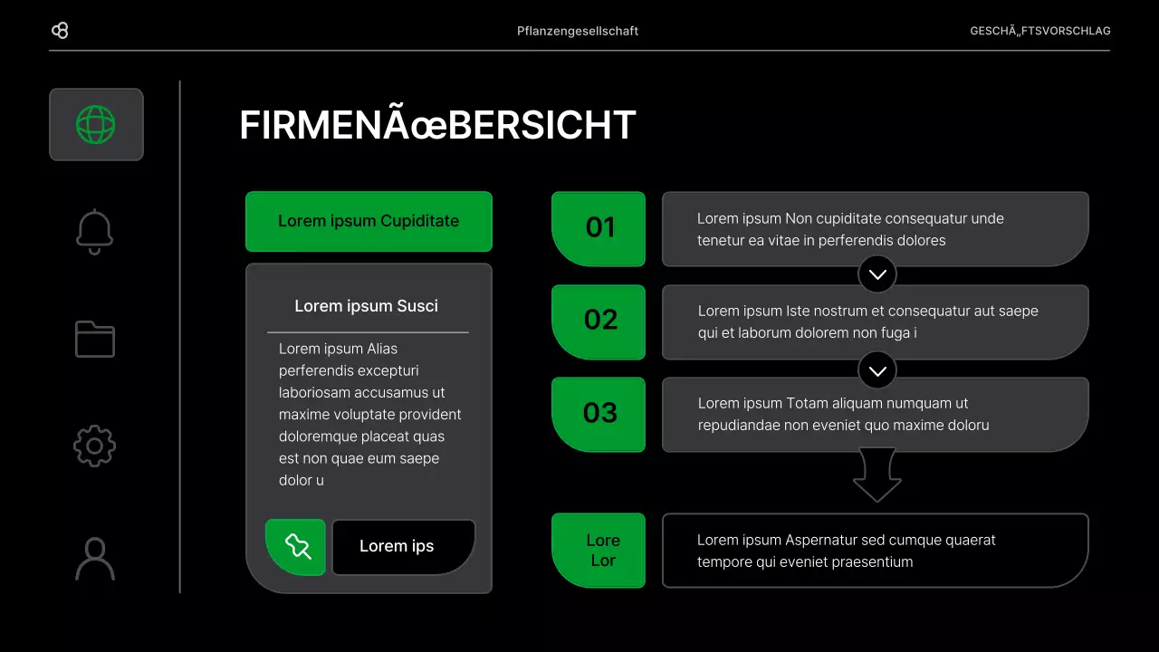 Geschäftsvorschlag für ein Unternehmen mit einem schwarz-grünen natürlichen Blattkonzept