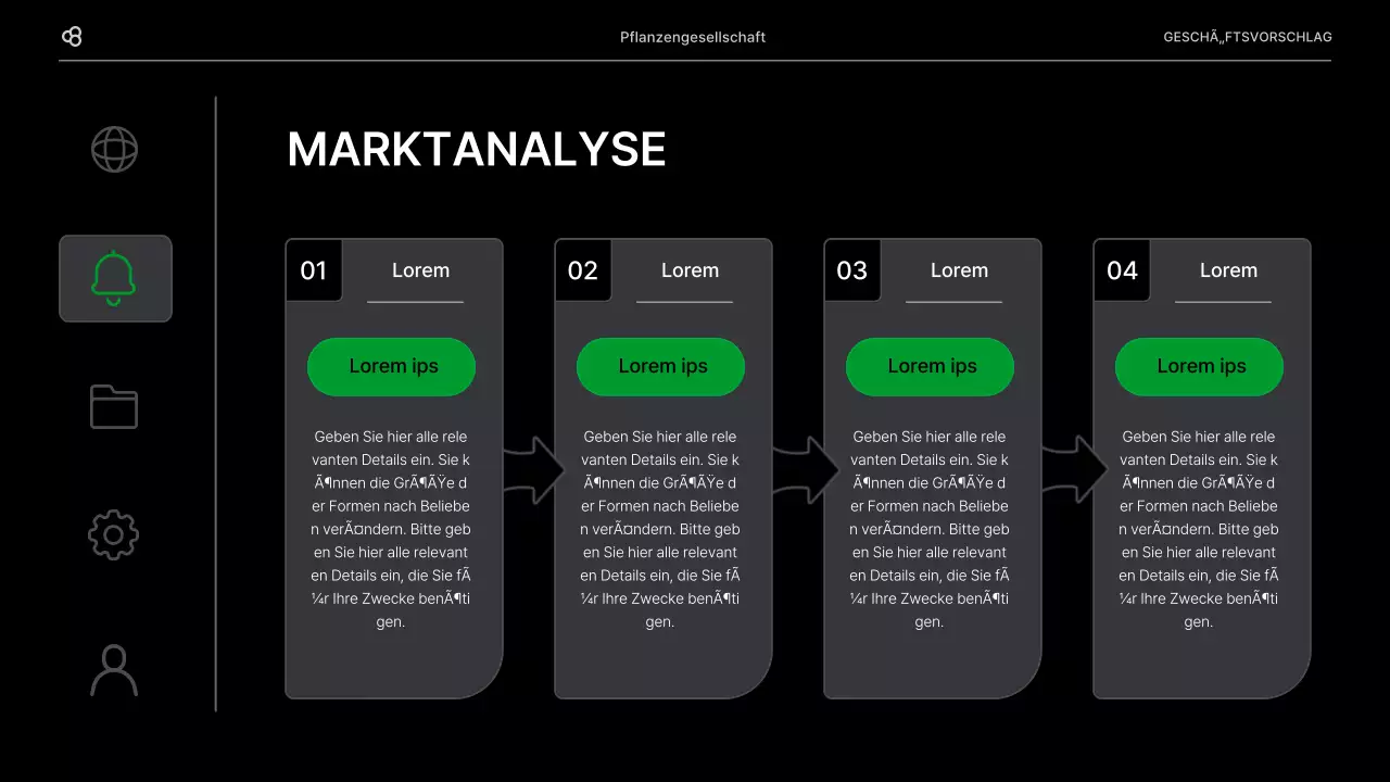 Geschäftsvorschlag für ein Unternehmen mit einem schwarz-grünen natürlichen Blattkonzept