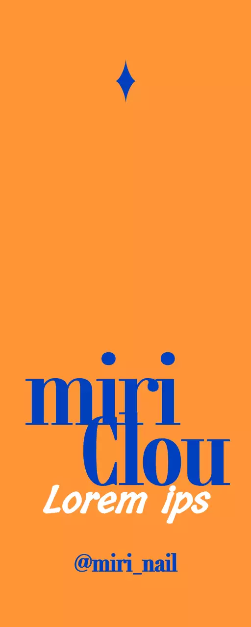 Promotion d'un magasin de nail art avec texte bleu et orange