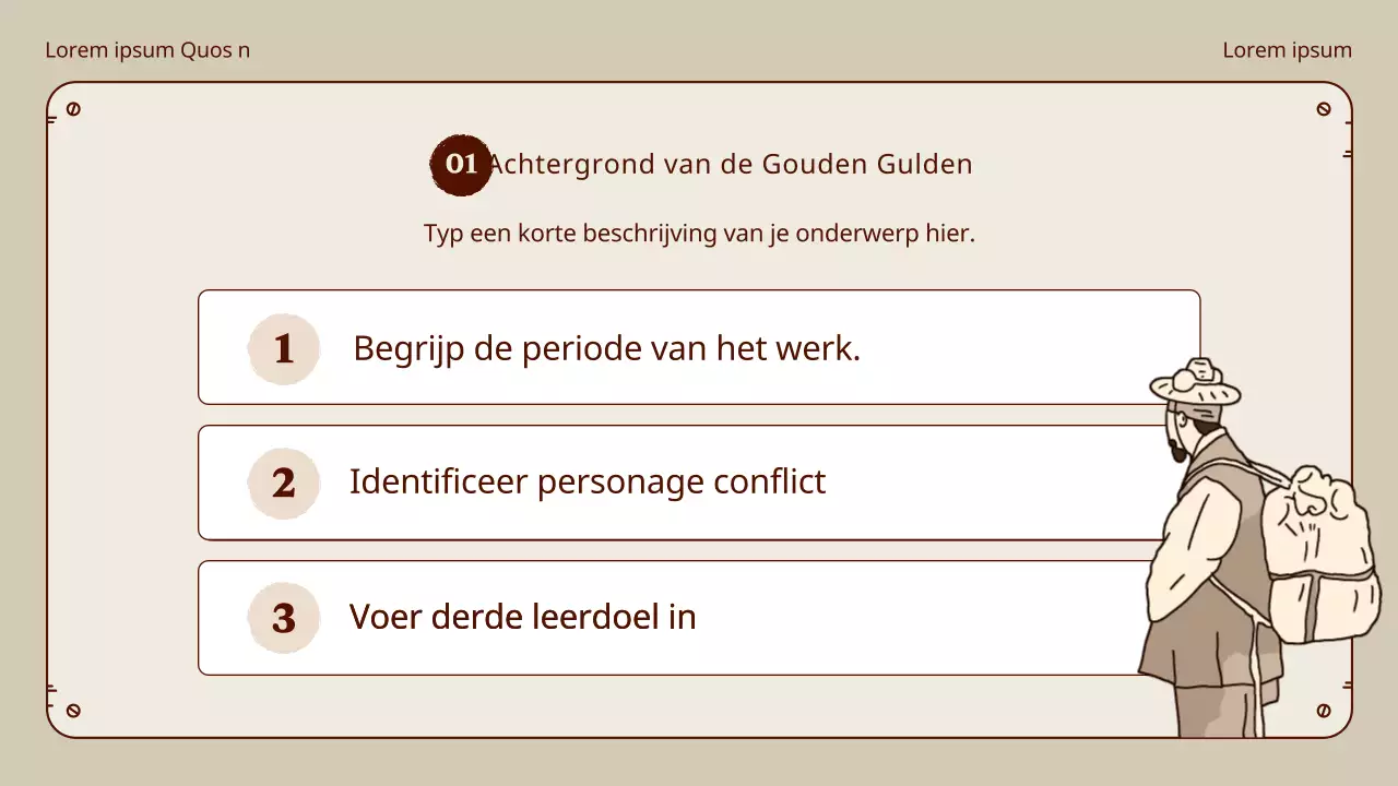 Honggil munt taallessen in beige en bruin