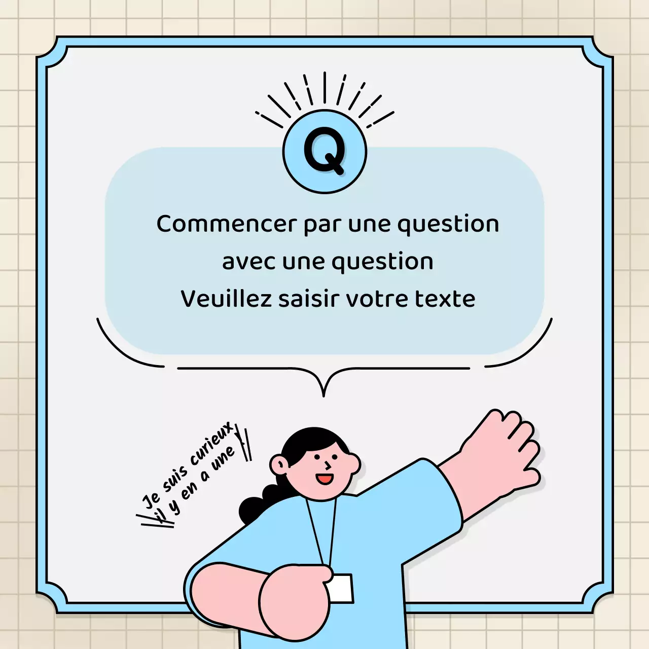 Bulles de texte bleu clair et jaune et illustration mignonne