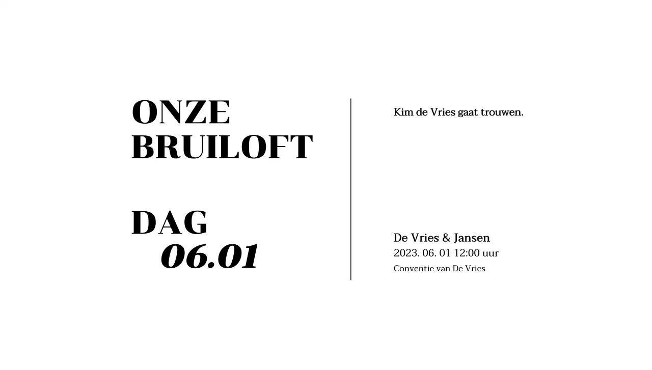 Enveloppe voor huwelijksuitnodiging met zwarte tekst