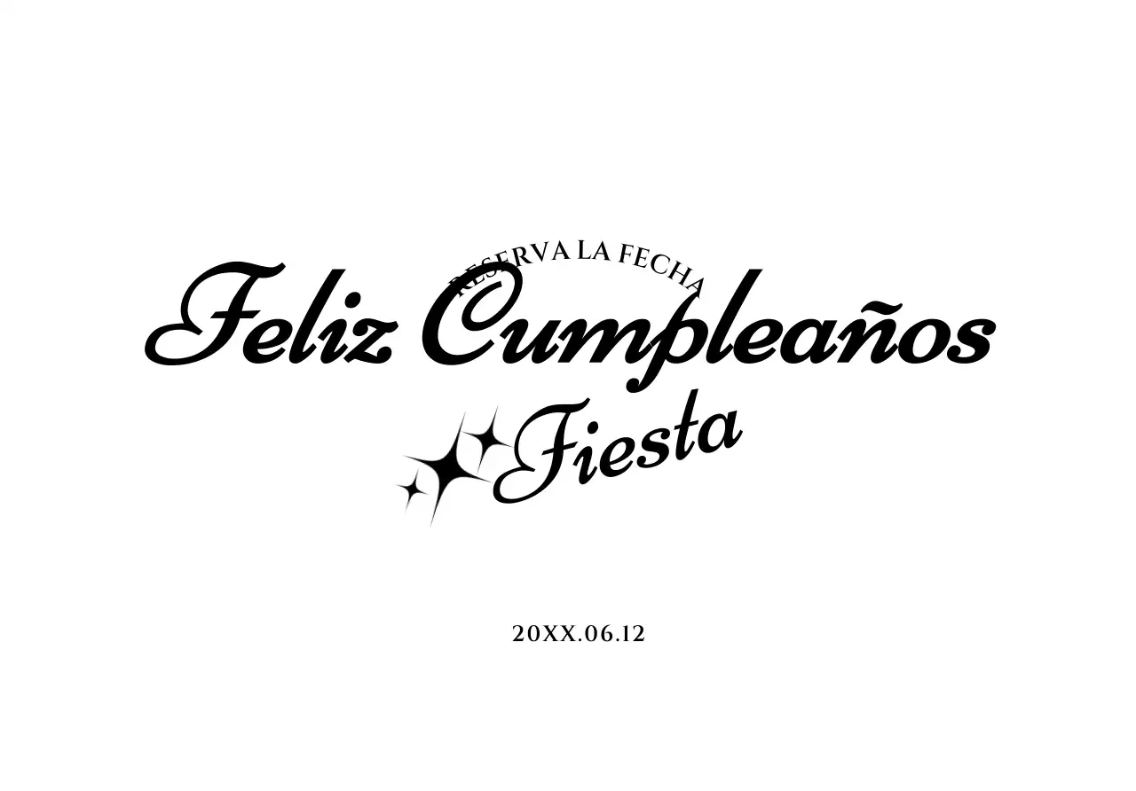 Sobre sencillo de postal de cumpleaños con texto en negro e ilustración de estrella