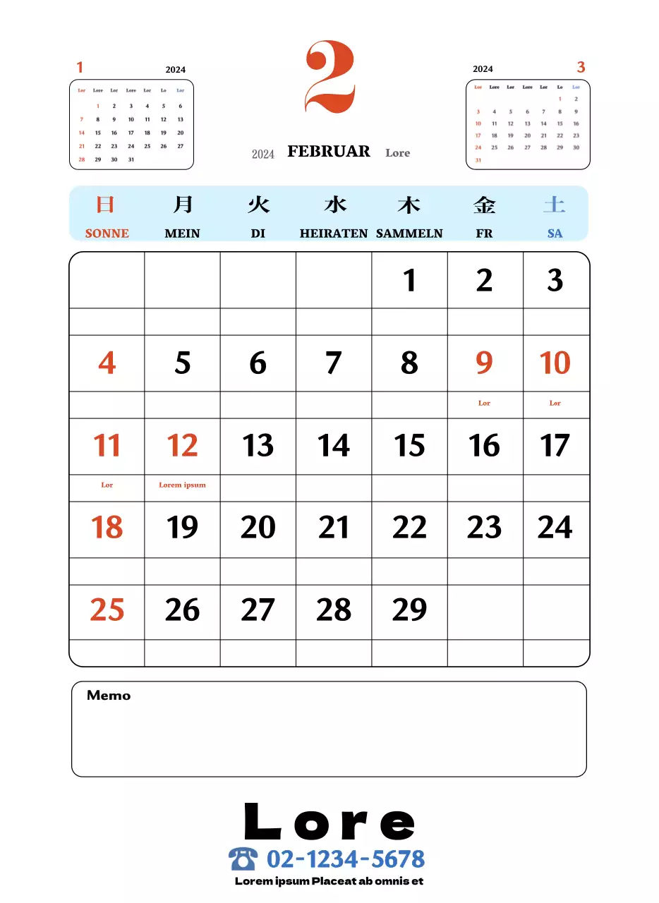 Rote und blaue Retro-Untersetzer Erinnerungskalender