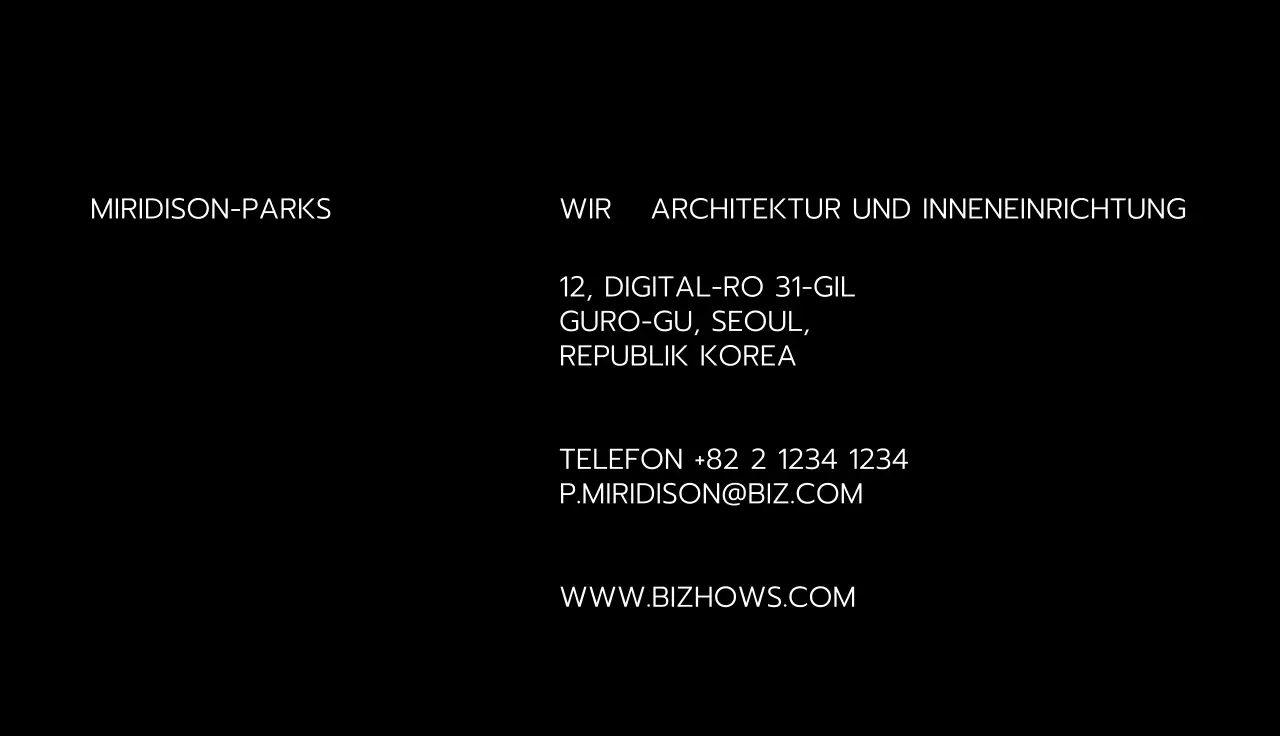 Urbaner Visitenkartenstil mit weißen Linien auf schwarzem Hintergrund