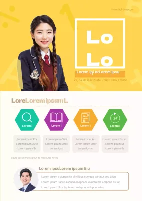 Promouvoir la description de votre école avec des photos jaunes d'élèves et d'enseignants