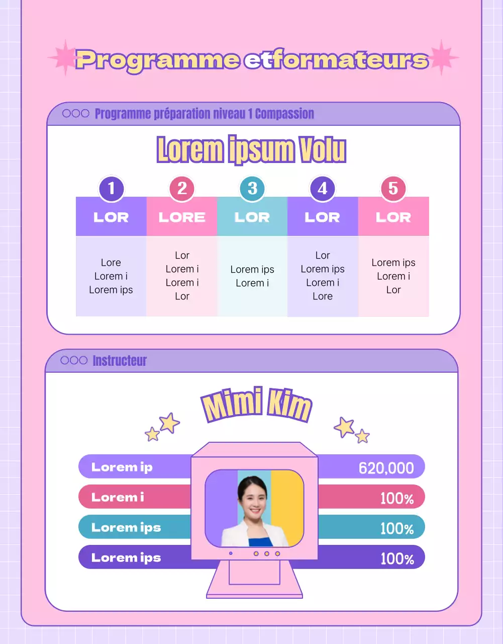 Promouvoir les cours d'informatique avec un concept de site web rose et violet